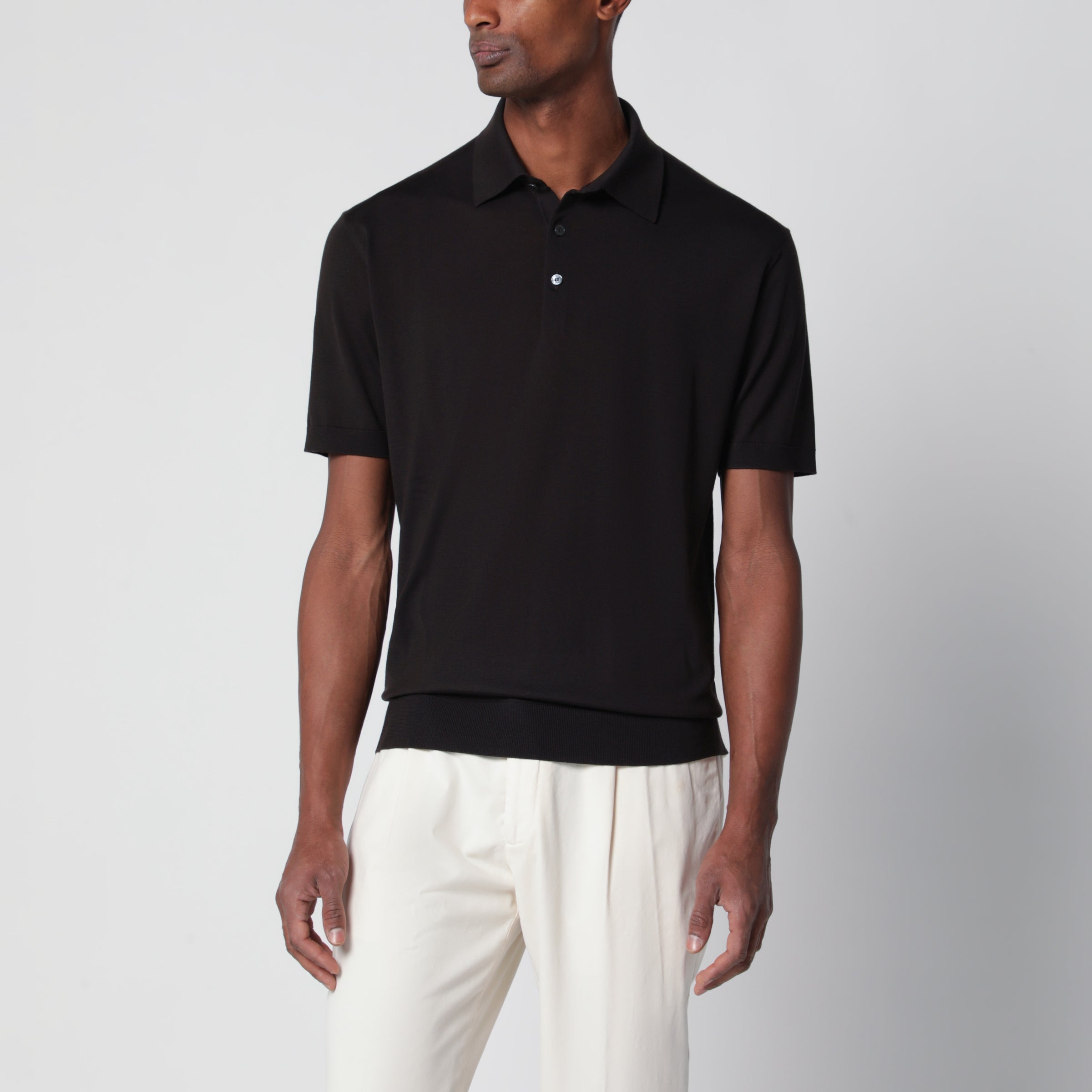 Ermenegildo Zegna Dark Brown Wool Polo