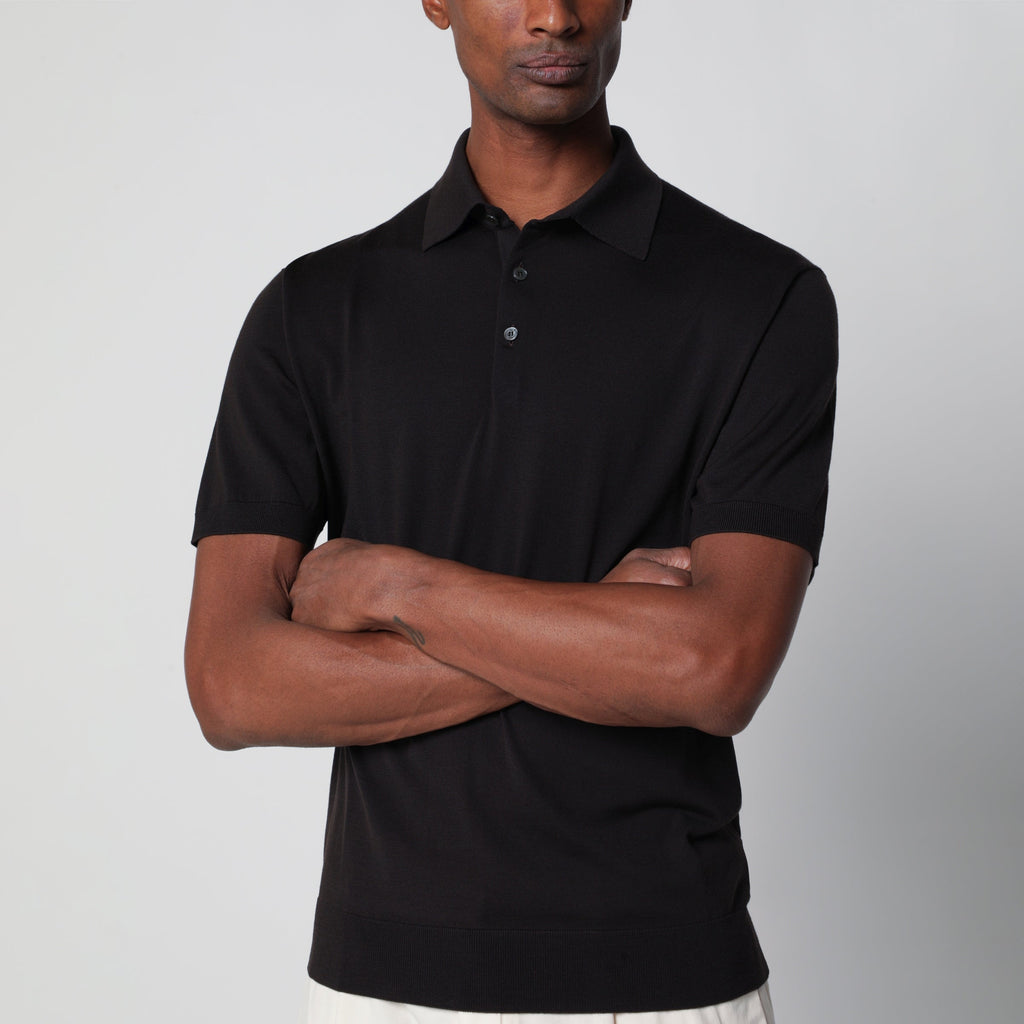 Ermenegildo Zegna Dark Brown Wool Polo
