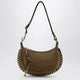 Isabel Marant Oskan Moon Shoulder Bag In Taupe Suede