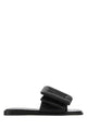 Boyy Black Leather Puffy Slippers