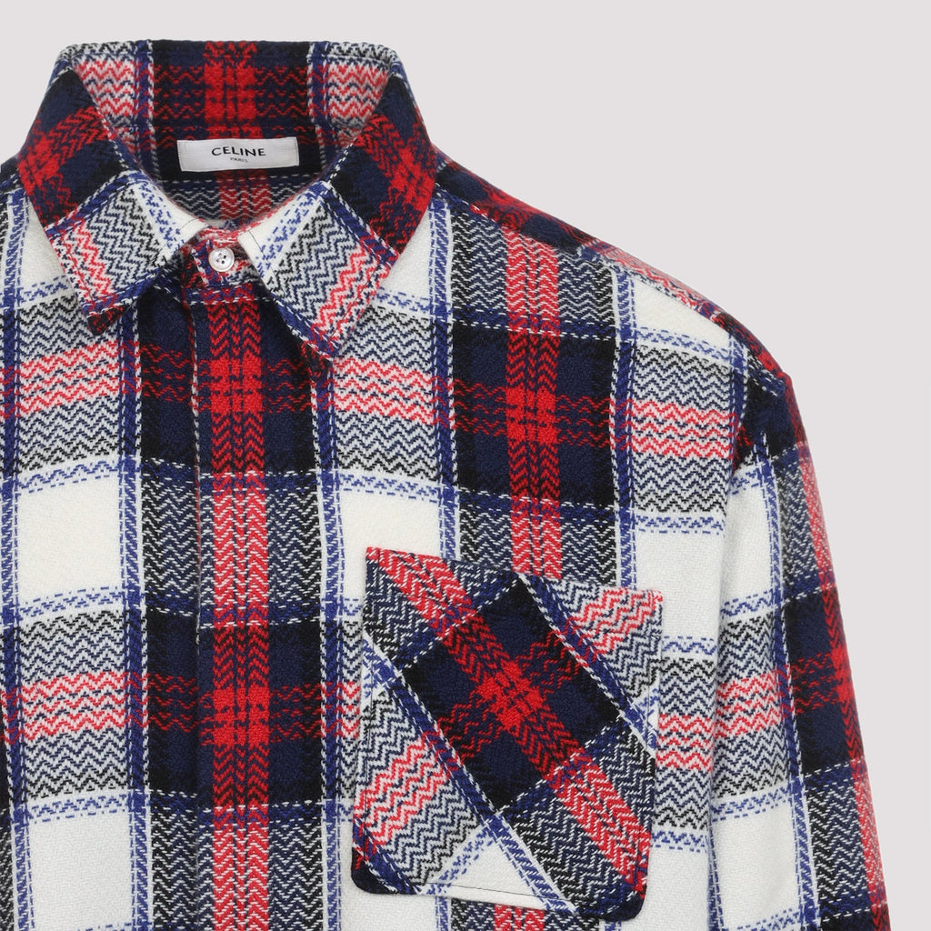 Celine Black And Red Cashmere Overshirt