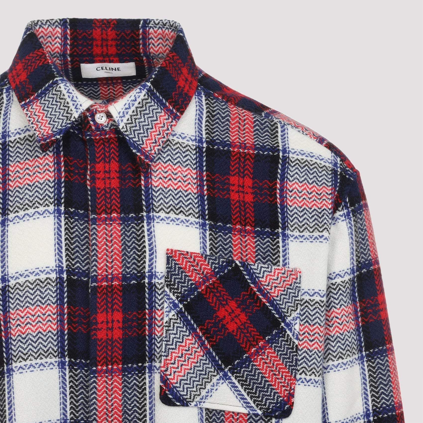 Celine Black And Red Cashmere Overshirt