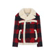Celine Red And Black Caban Shearling Wool Jacket