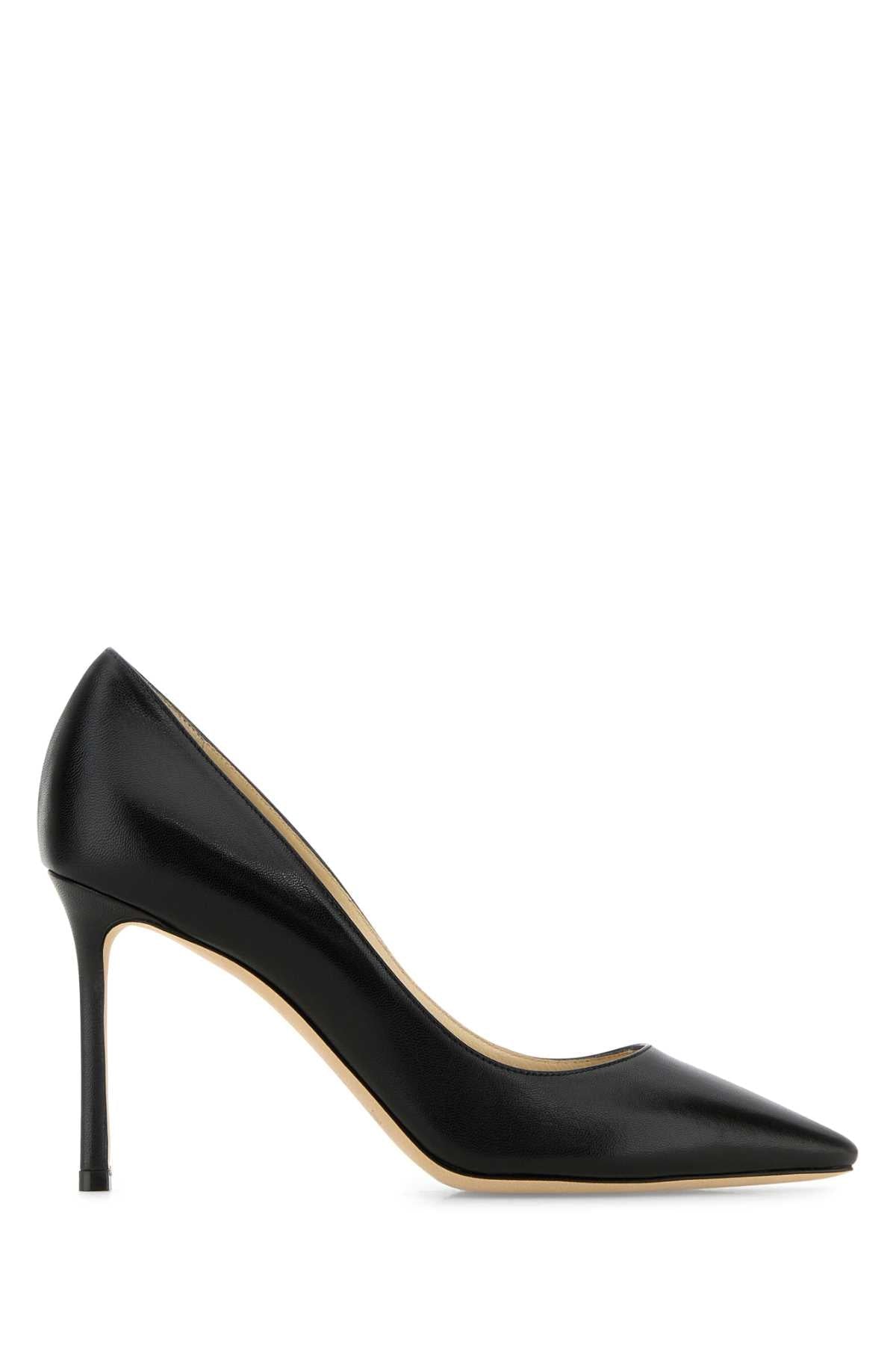 Jimmy Choo Black Leather Romy 85 Pumps