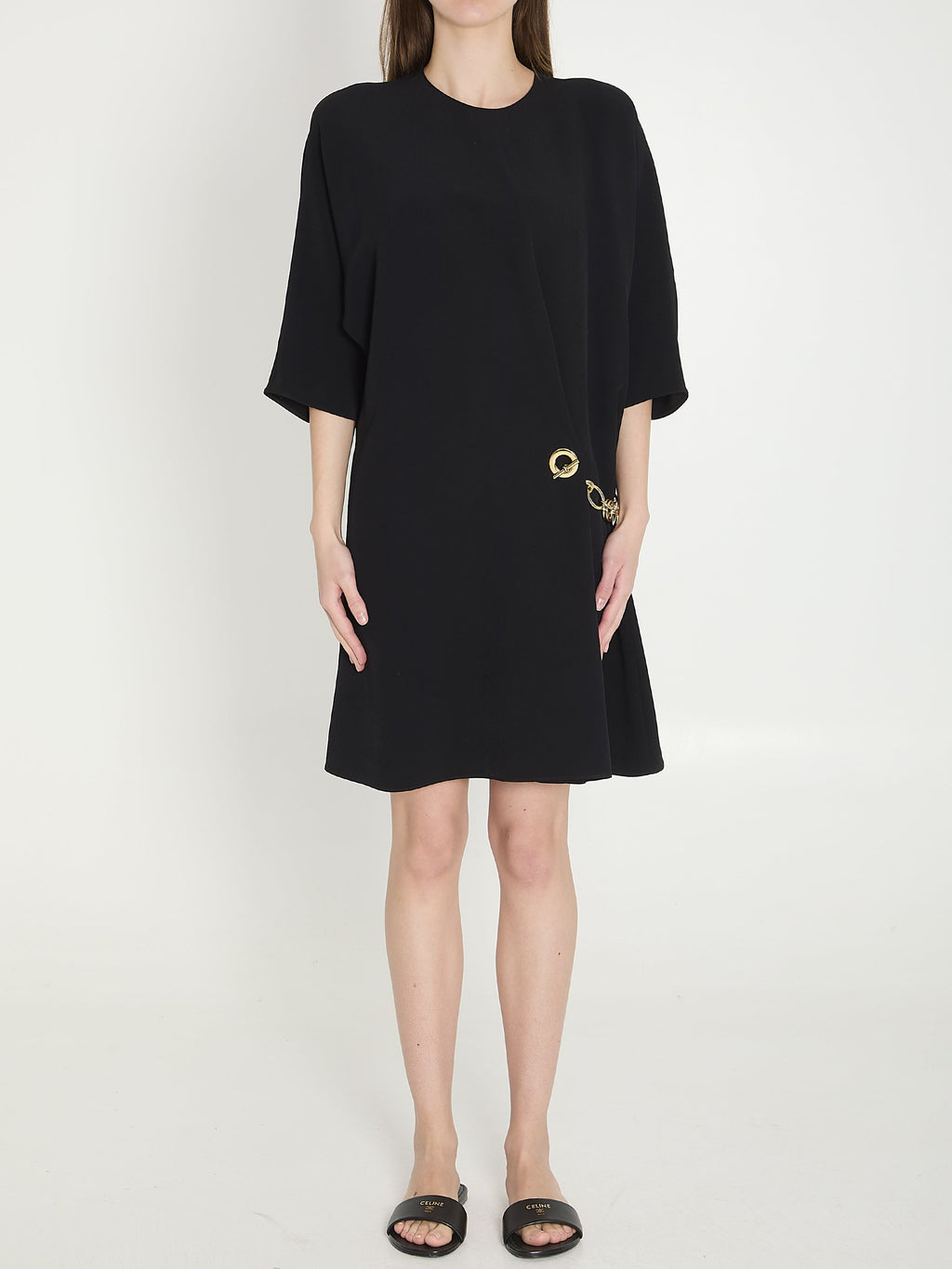 Celine Black Viscose Midi Dress
