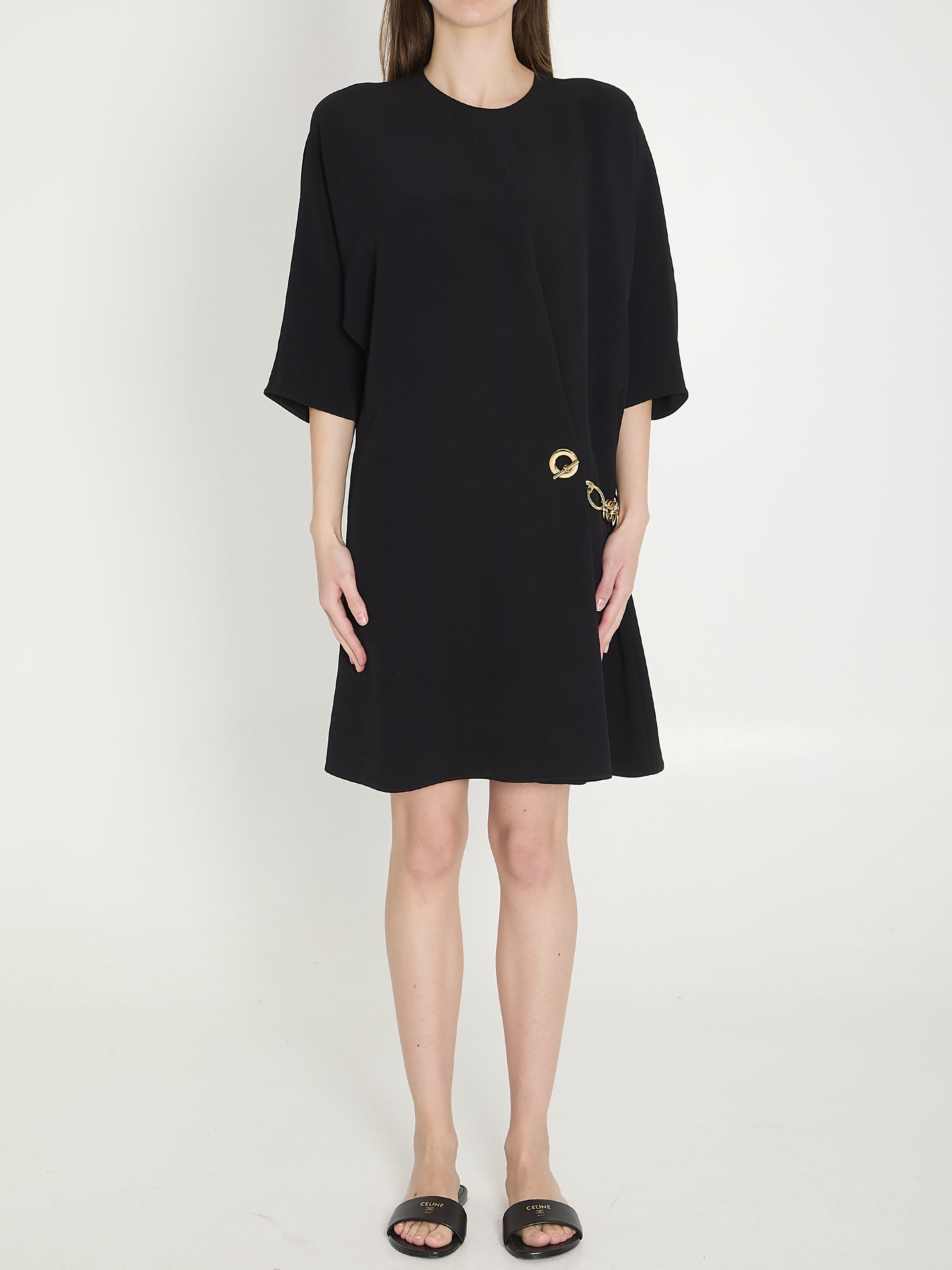 Celine Black Viscose Midi Dress