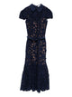 Self-Portrait Navy Nude Midi Dress Floral Embroidery