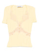 Self-Portrait Yellow Ss Top Pleated Nude Embroidery