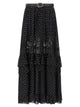 Self Portrait 'Black And Gold Chiffon Lace Maxi' Skirt