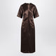 Loulou De Saison Long Brown Dress In Linen And Silk