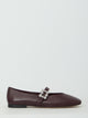 Roger Vivier Burgundy Mini Flowers Srass Ballerina