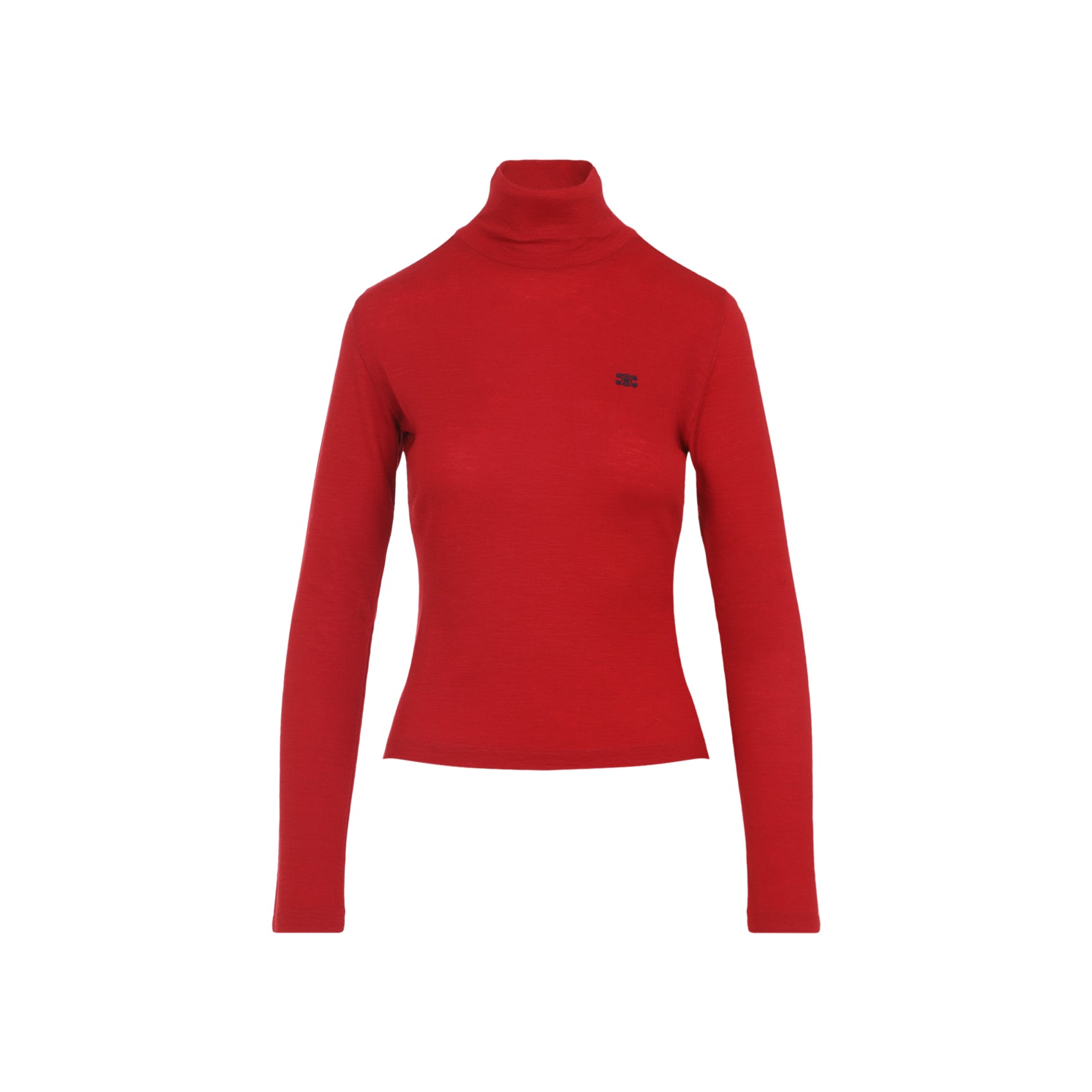 Celine Red Wool Turtleneck Top