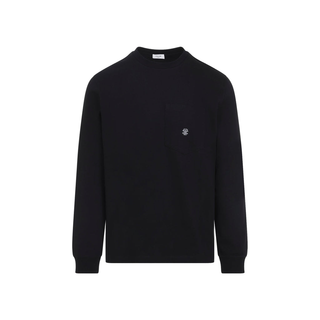 Celine Black Long-Sleeved Cotton T-Shirt