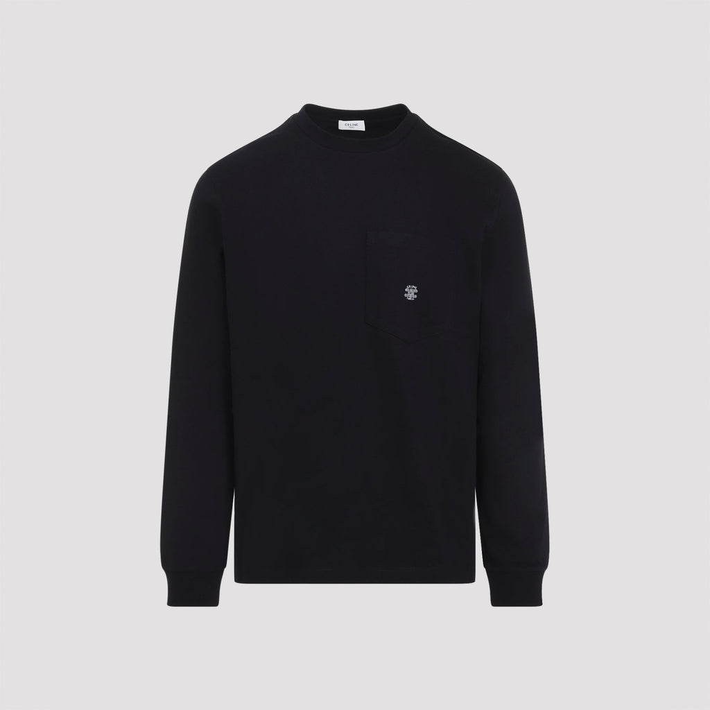 Celine Black Long-Sleeved Cotton T-Shirt