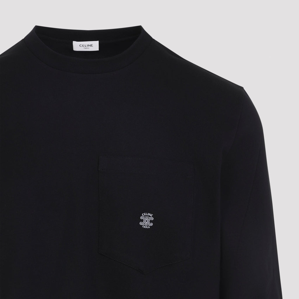 Celine Black Long-Sleeved Cotton T-Shirt