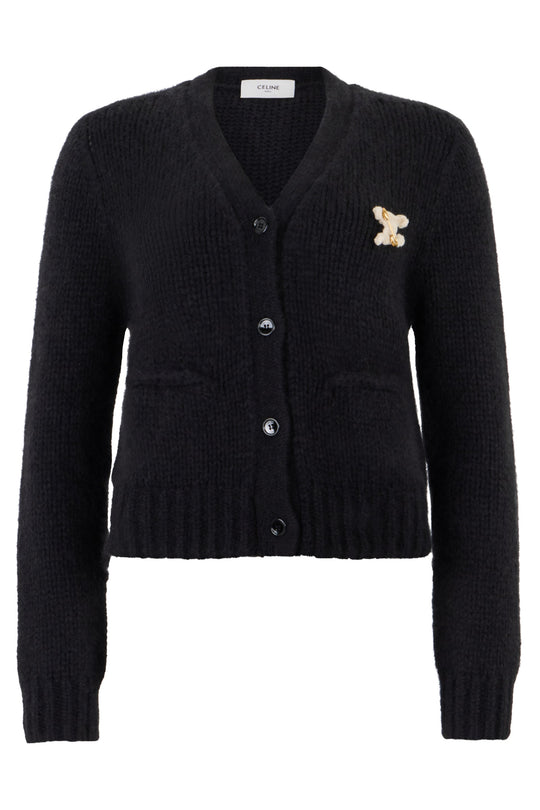 Celine Black Cashmere And Silk Cardigan