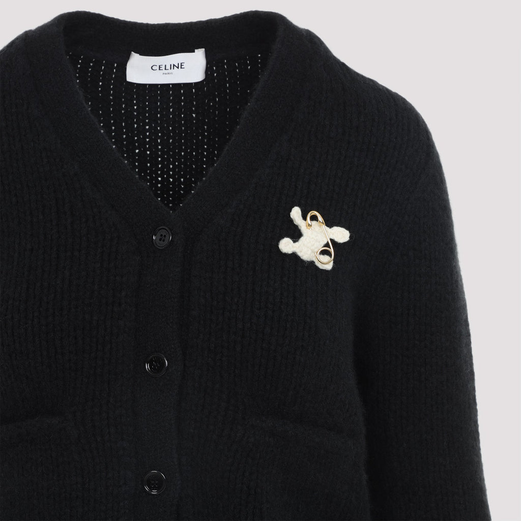 Celine Black Cashmere And Silk Cardigan