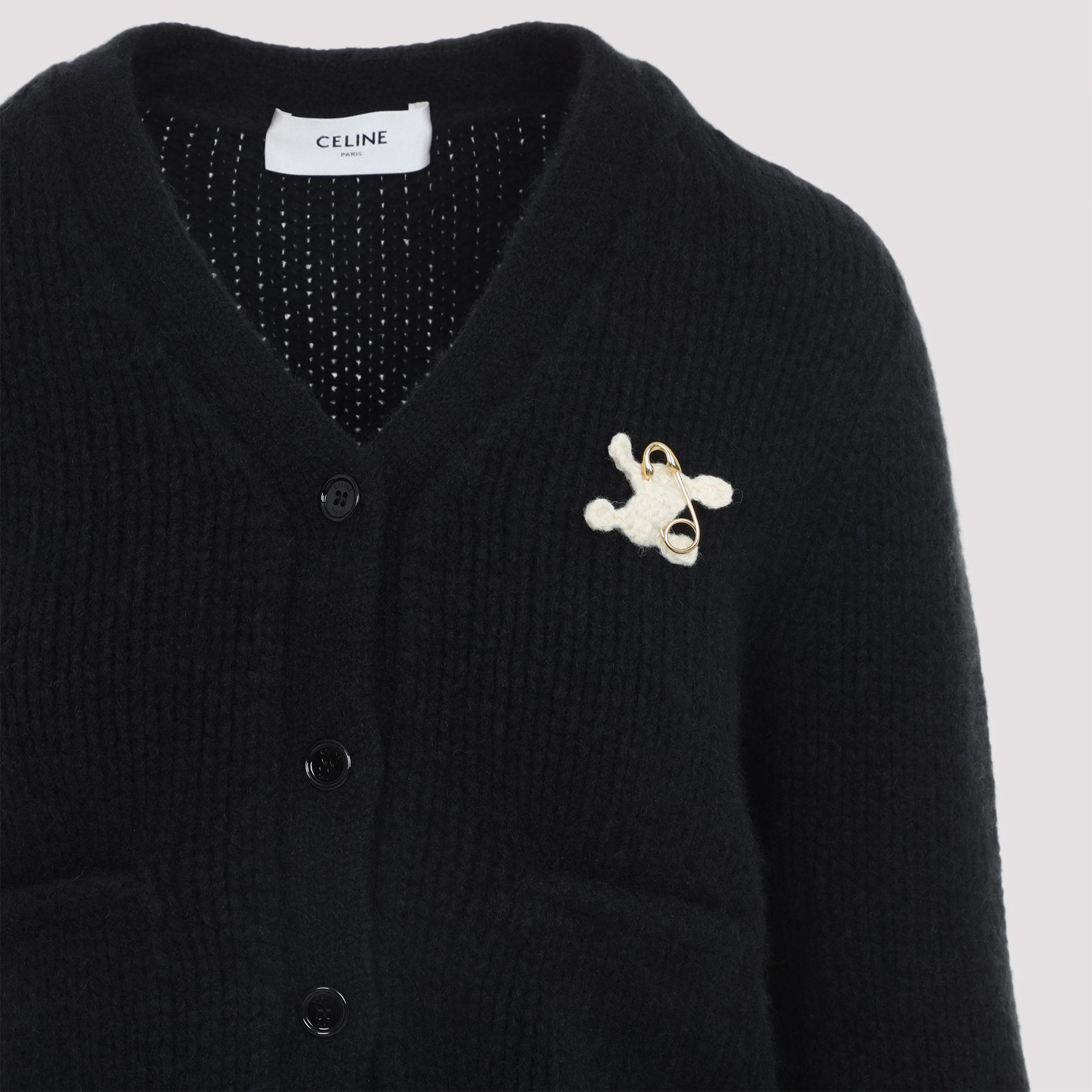 Celine Black Cashmere And Silk Cardigan