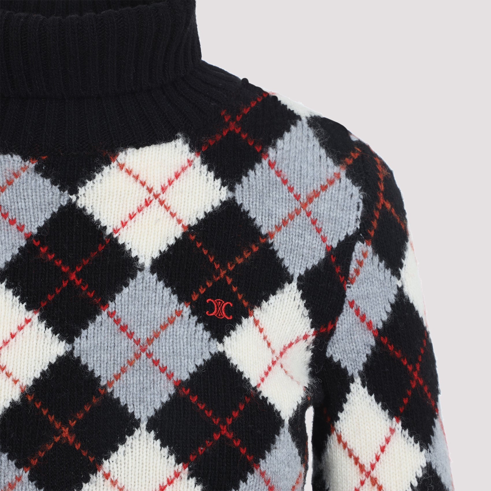 Celine Black White And Grey Wool Sweater