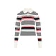 Celine White Black Striped Polo Sweater