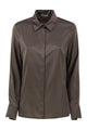 Peserico Stretch Silk Shirt With Concealed Button Fastening