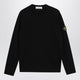 Stone Island Logo Badge Cotton Sweater In Black