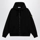 Stone Island Organic Cotton Hooded Zip Sweatshirt In Black
