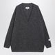 Mm6 Maison Margiela Grey Mélange Oversized V-Neck Knit Sweater