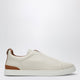 Zegna Triple Stitch White Leather Sneakers