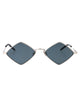 Saint Laurent Silver-Silver-Blue Metal Sunglasses