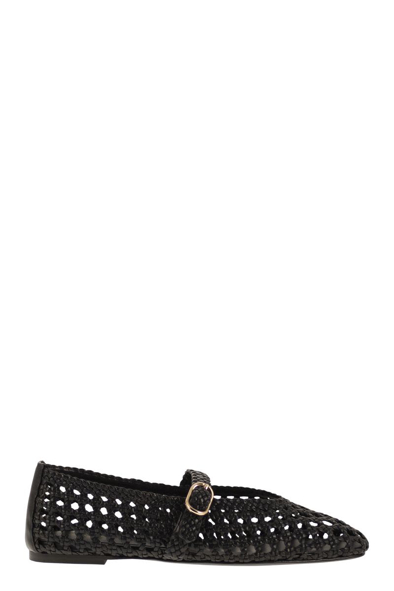 Stuart Weitzman Woven Nappa Leather Flats With Strap