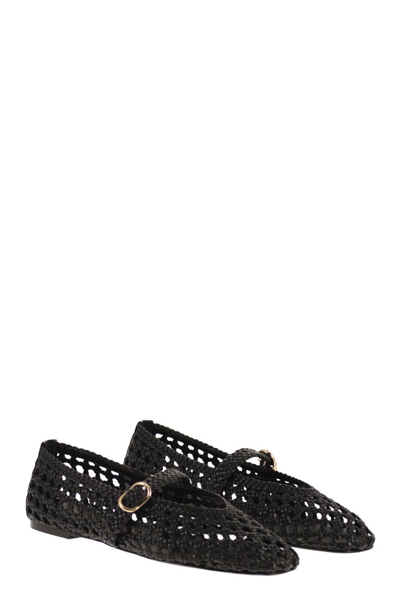 Stuart Weitzman Woven Nappa Leather Flats With Strap