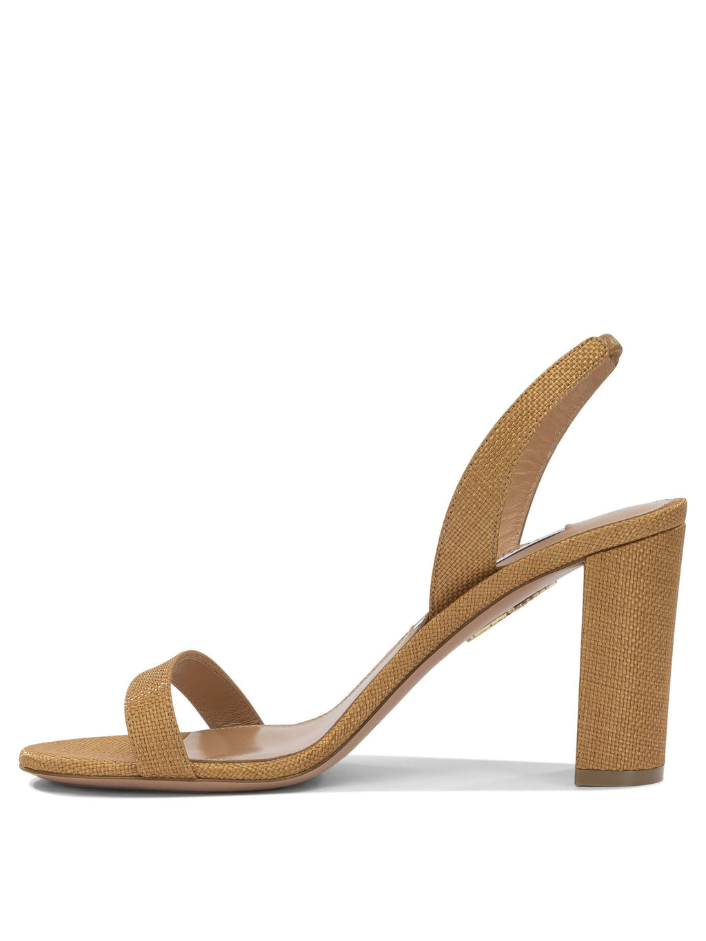 Aquazzura So Nude Block 85Mm Brown Viscose Leather Sandals