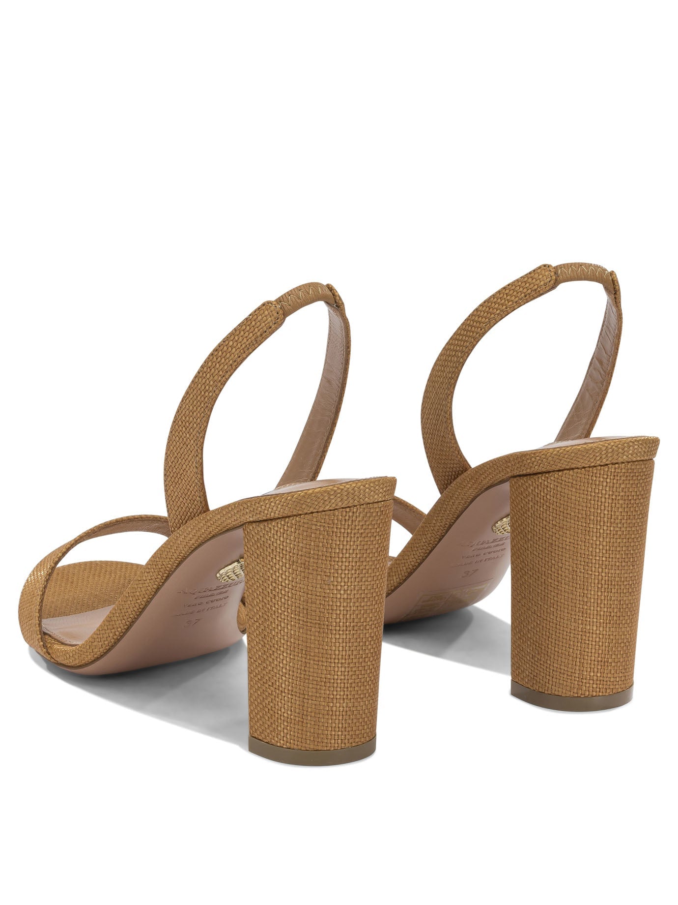 Aquazzura So Nude Block 85Mm Brown Viscose Leather Sandals