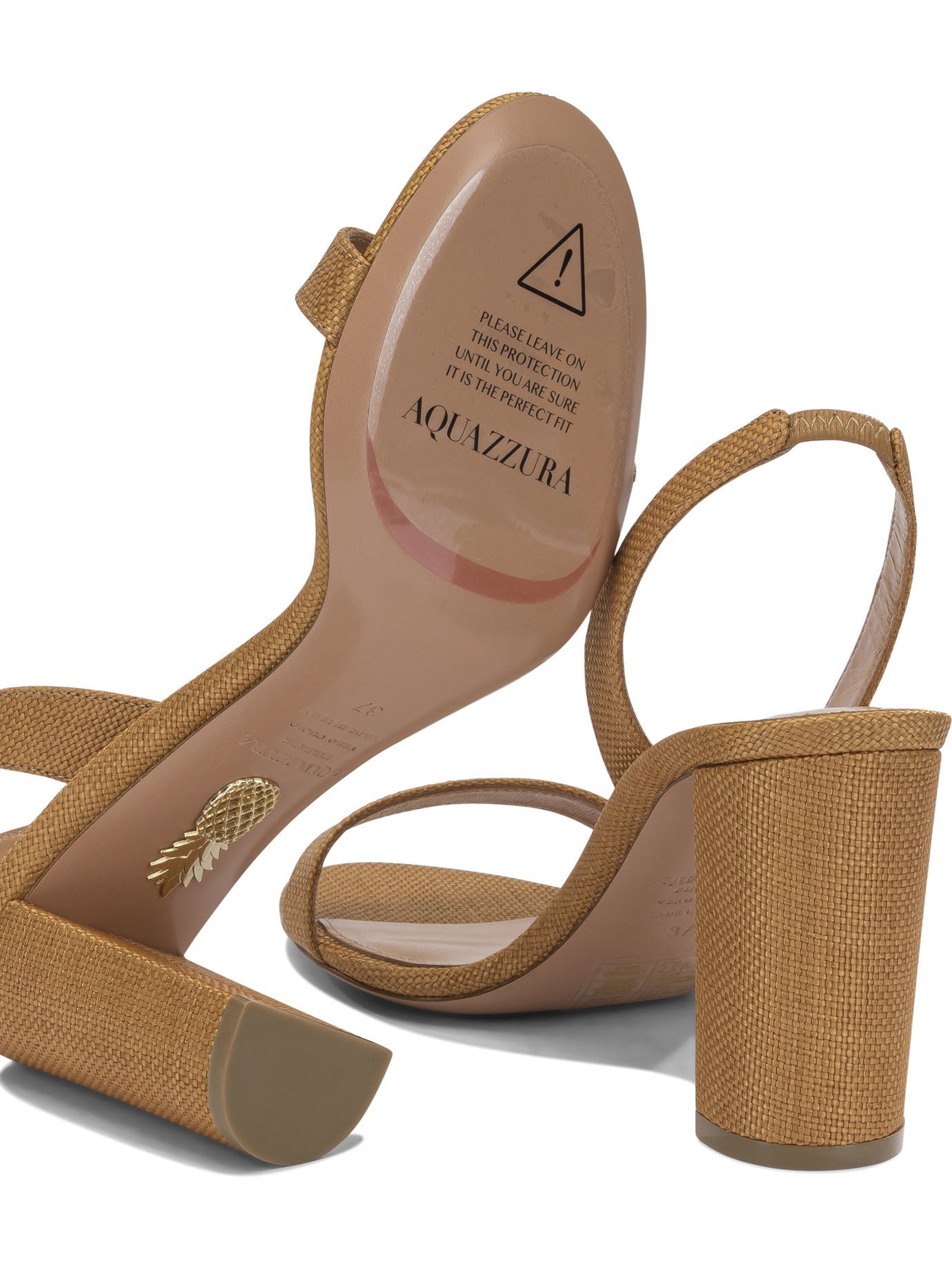 Aquazzura So Nude Block 85Mm Brown Viscose Leather Sandals