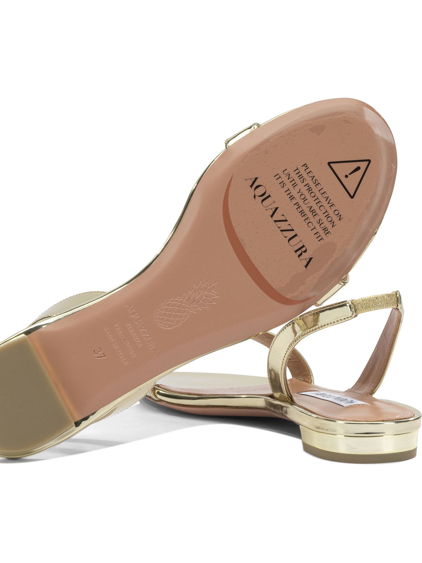 Aquazzura So Nude Flat Gold Polyester Polyurethane Thermoplastic Polyurethane Calf Leather Low Sandals