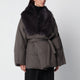 Source Unknown Egizio Grey Puffer Jacket With Faux Fur Collar