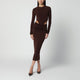 The Andamane Brown Midi Dress With Waist Cutout Detail