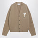 Ami Paris Beige Ami De Coeur Cardigan In Alpaca Blend