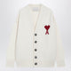 Ami Paris White Ami De Coeur Merino Wool Cardigan