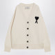Ami Paris White Ami De Coeur Wool Cardigan