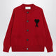 Ami Paris Ruby Red Ami De Coeur Merino Wool Cardigan