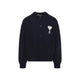 Ami Paris Blue Wool And Cotton Cardigan