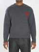 Ami Paris Ami De Coeur Sweater In Grey Virgin Wool