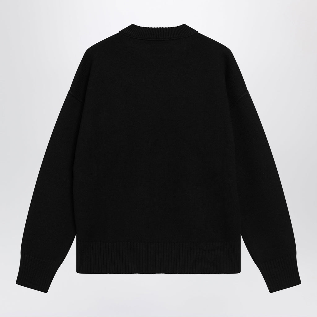 Ami Paris Black Ami De Coeur Virgin Wool Sweater