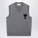 Ami Paris Grey Ami De Coeur Vest In Wool