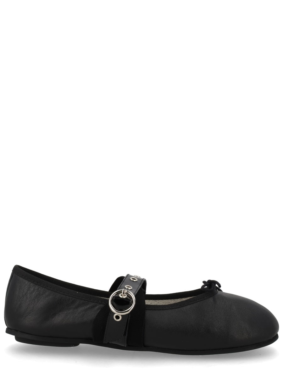 Repetto Black Calfskin Cotton Lambskin Rubber Flats
