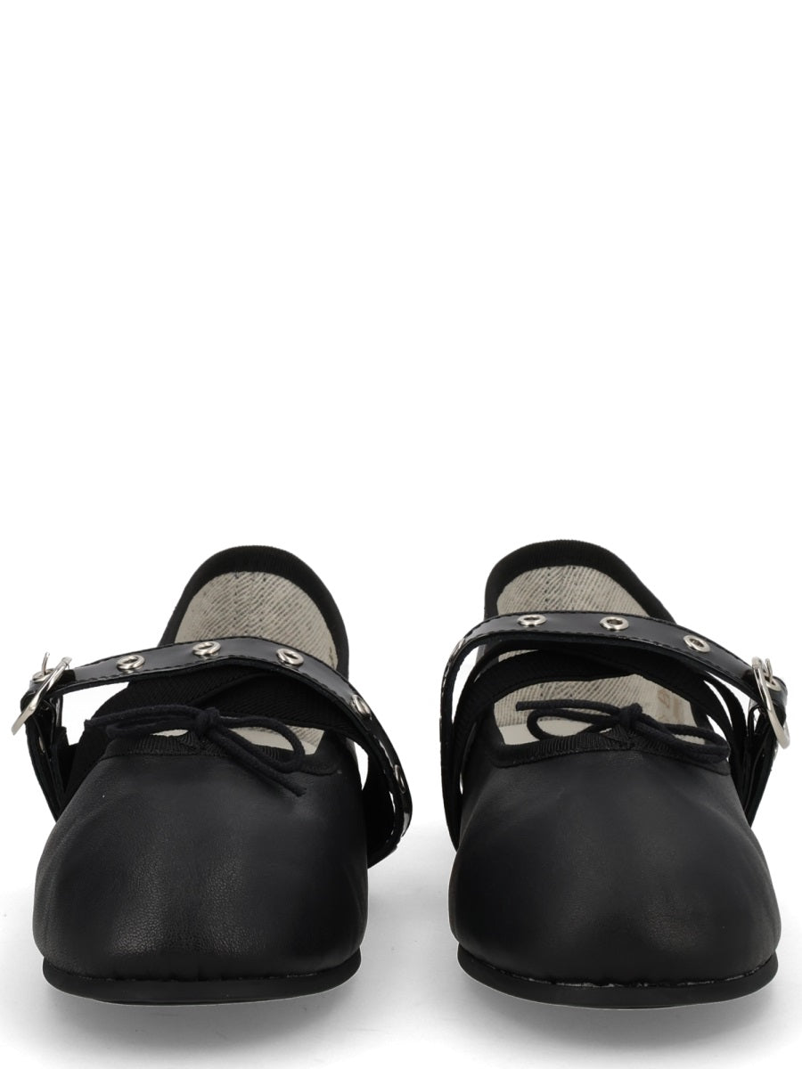 Repetto Black Calfskin Cotton Lambskin Rubber Flats