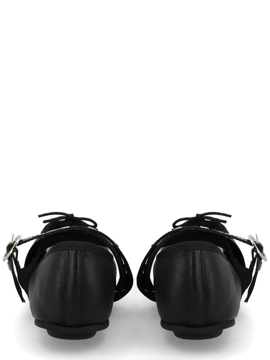 Repetto Black Calfskin Cotton Lambskin Rubber Flats