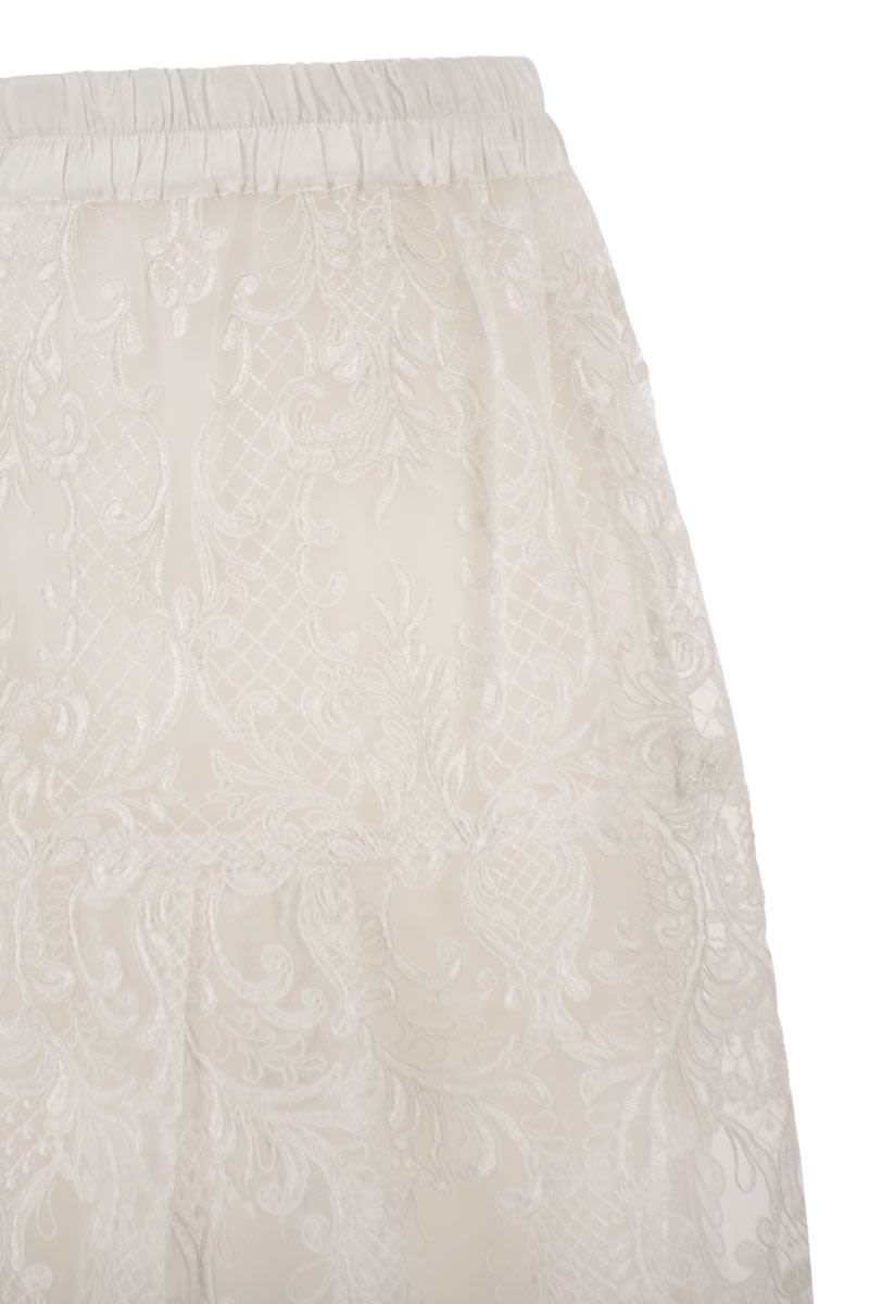 Maurizio Mykonos Embroidered Lace Midi Skirt With Elasticated Waist